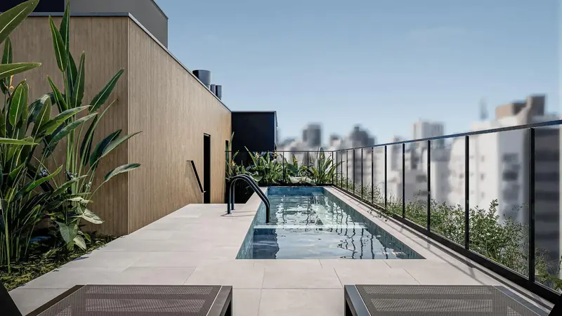 Piscina com vista no rooftop