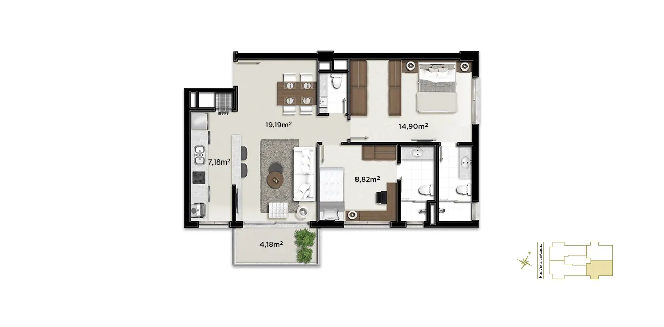 Apartamento final 3/4