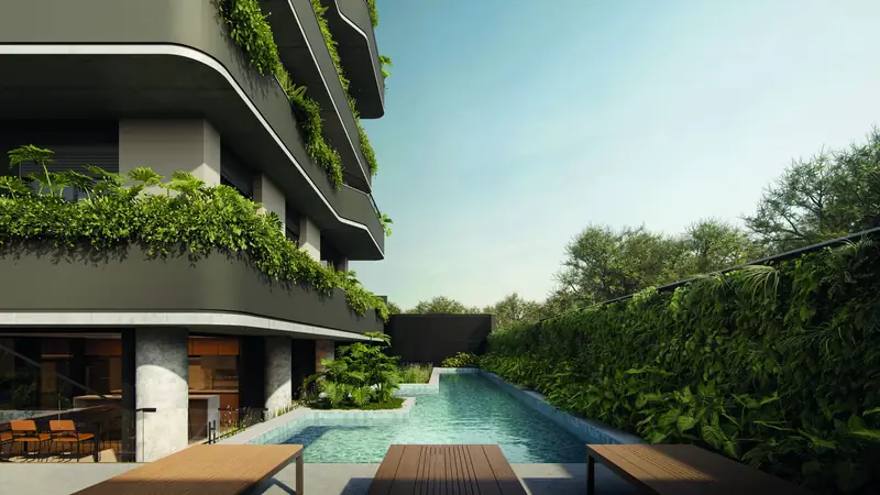 Piscina com raia de 17 m